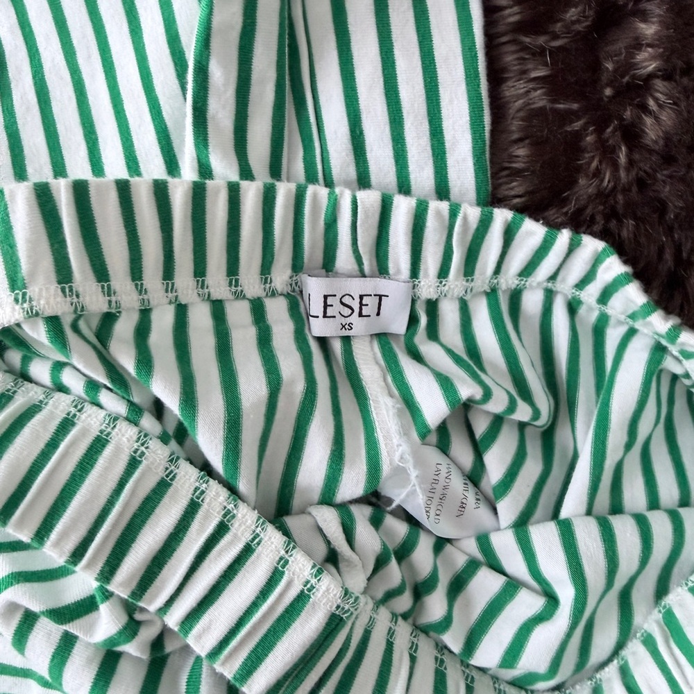 LESET Green Striped Pajama Pants as seen on Kendall Jenner - Picture 3 of 3